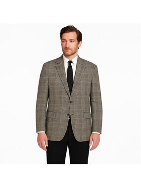 Lauren Ralph Lauren 100% Wool Prince of Wales Check Blazer 46R Black Cream Brown